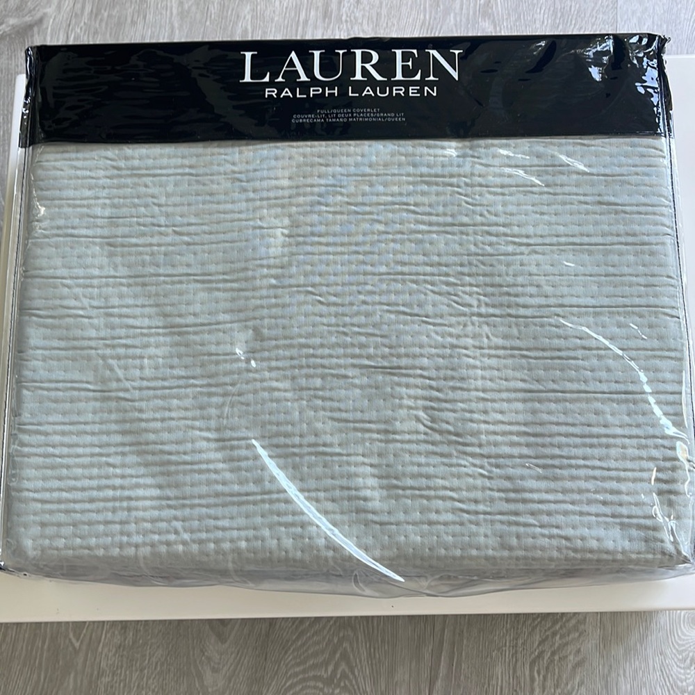 New Ralph Lauren Spencer Sage Green Full Queen Coverlet Blanket. $300